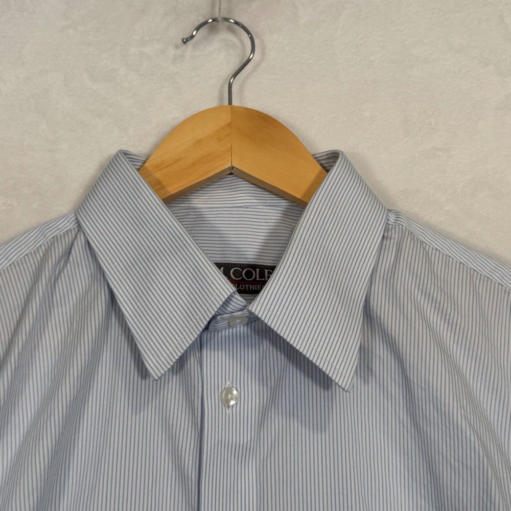 H.M. Cole Blue Striped Custom Button Down Shirt Large - Picture 2 of 8